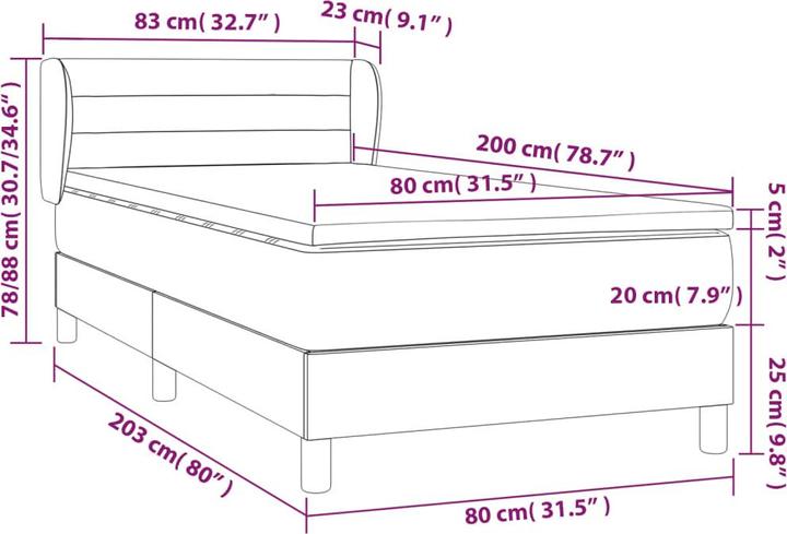Produktbild vidaXL Boxspringbett (80 x 200 cm)