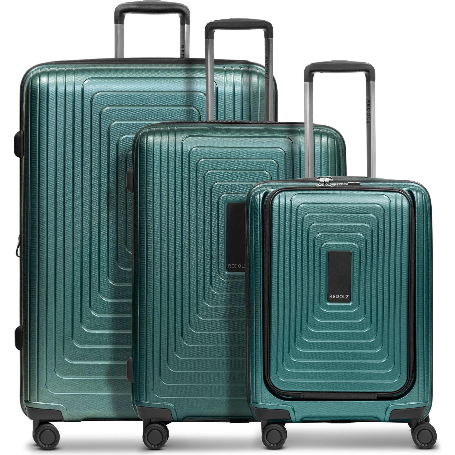 Redolz, Koffer, Essentials 14 3-Set 4-Rollen Kofferset 3 teilig mit Dehnfalte, Grün, (123 l, XL (ab 115l))