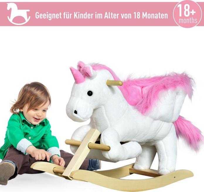 Actual product image Swisshandel24 Rocking horse Rocking animal for children Pink+White 65 x 32 x 55 cm