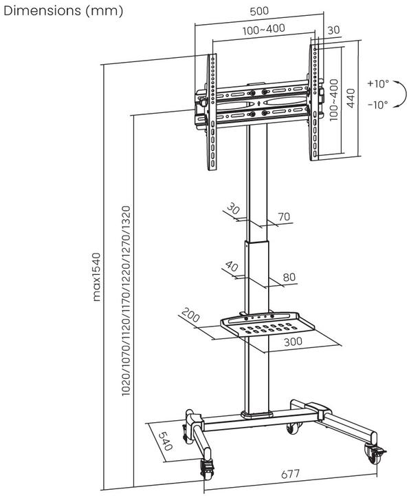 Actual product image Reflecta TV Stand 55P-4040T (35 kg, 32" - 55")