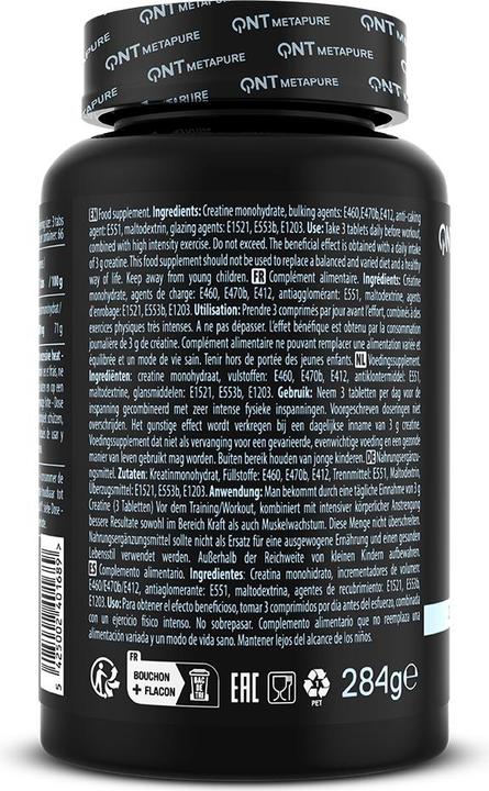 Nutritional values and ingredients QNT Creatine Monohydrate (200 pcs., Pills, 274 g)