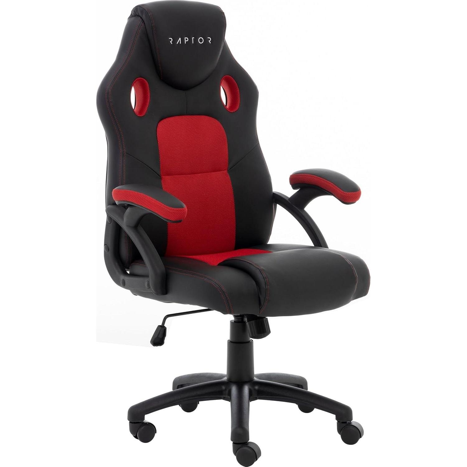 Raptor Gaming Sedia GS-40 PU + Tessuto nero/rosso, Sedia gaming, Rosso, Nero