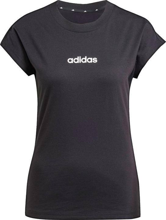 Actual product image adidas Women's Essentials LINEAR Cotton T-Shirt, Black/White, XL (XL)