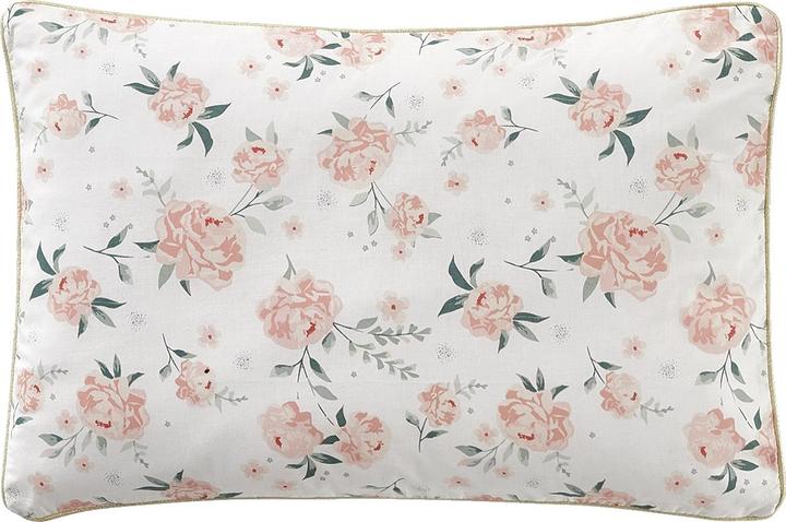 wollweiss geblümt, Zartrosa