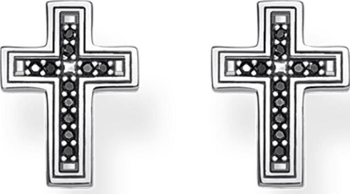 Actual product image Thomas Sabo Stud Earrings Cross Black (925 silver)