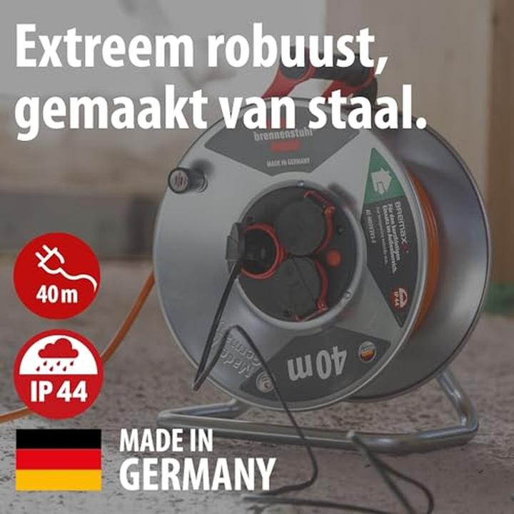 Image du produit Brennenstuhl Enrouleur de câble extérieur 40 m avec protection contre la surchauffe et prises étanches (40 m, 1.50 mm²² mm)