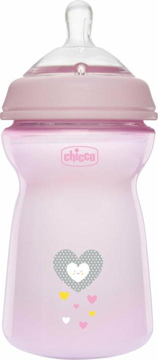 Actual product image Chicco Baby Bottle NATURAL FEELING PP Teat Silicone Fast Flow PINK 6m+ (330 ml)