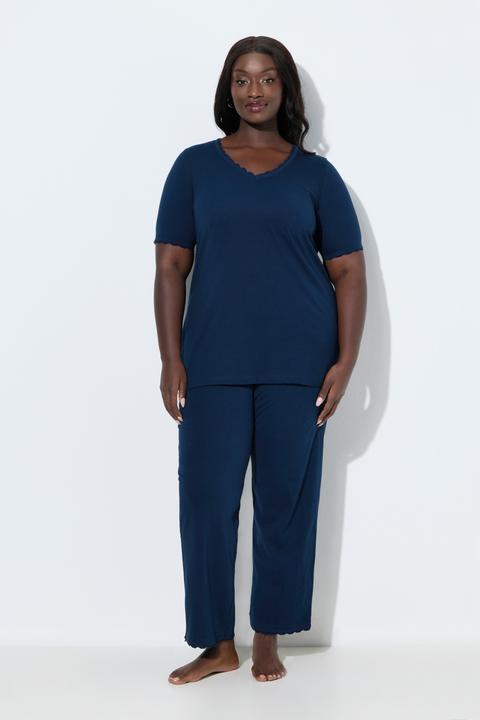 Produktbild Ulla Popken Pyjama, Spitze, V-Ausschnitt, Halbarm (50, 52)