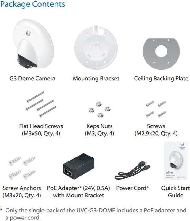 Immagine prodotto Ubiquiti Cupola UniFi UVC-G3 (1920 x 1080 Pixels)