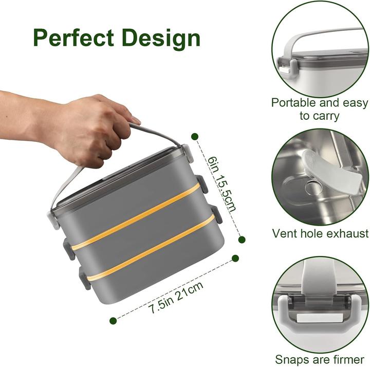 Produktbild Beeptrum Stapelbare Bento-Lunchbox inkl. Besteck