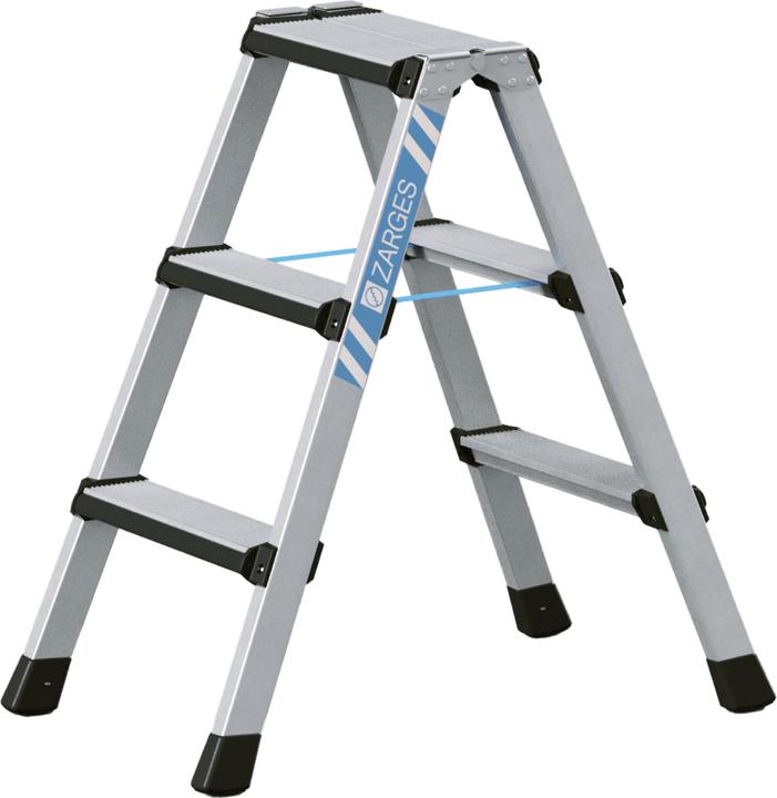 Zarges Stepladder Z600, double-sided access, 2 x 3 steps (Stepladder, 74 cm)