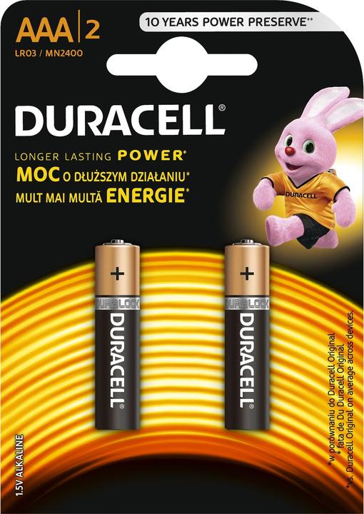 Produktbild Duracell AAA MN2400 Alkaline LR03 Baterijas (2gab.) (2 Stk., AAA / LR03 / Micro / R03 / AM4 / MN2400 / KR03)