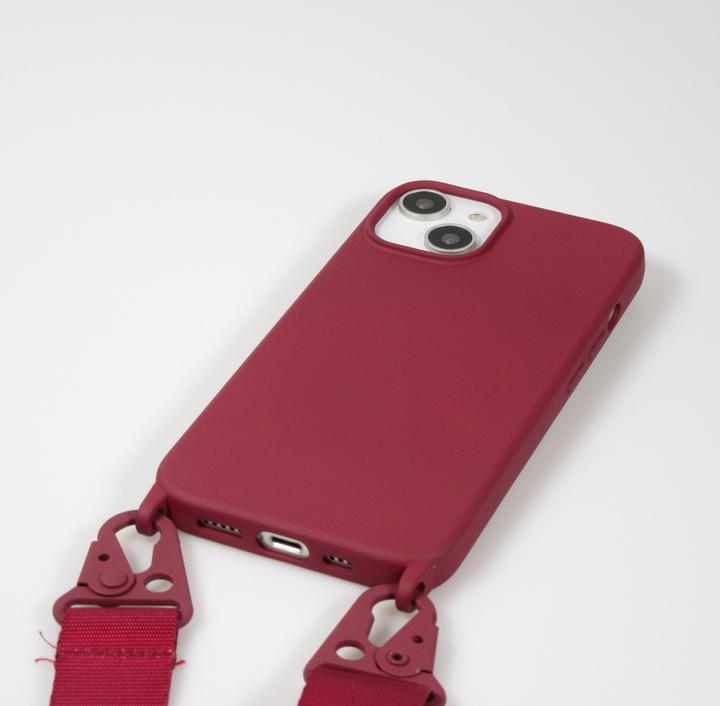Actual product image PhoneLook Silicone matt cover with carrying strap and metal carabiner Burgundi