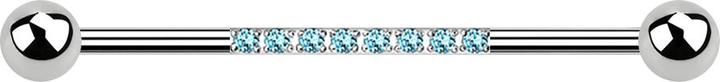 Produktbild Star Piercing Barbell silber mit zwei Kugeln acht Kristalle aqua (ohne Messing, Chirurgenstahl 316L)