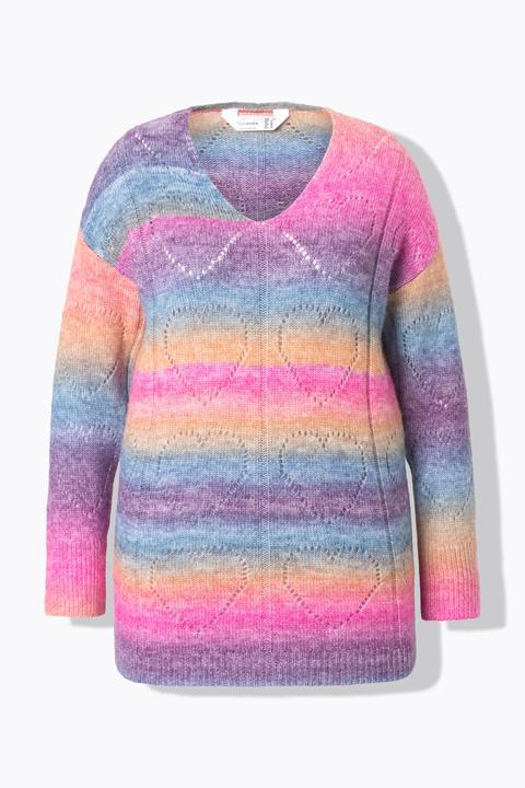 Produktbild Miamoda Pullover, Farbverlauf, Herz-Ajourmuster, V-Ausschnitt, Langarm (46)