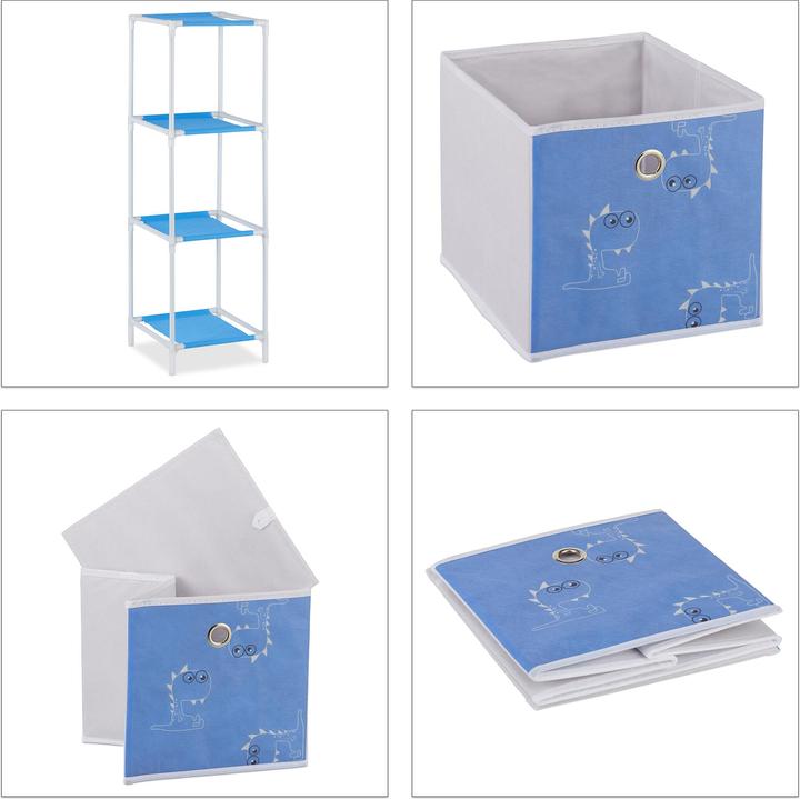 Actual product image Relaxdays Dinosaur Children's Shelf with Boxes (27.50 x 30 x 89 cm)