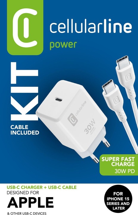 Image du produit Cellularline USB-C Charger kit USB-C 30W (30 W)