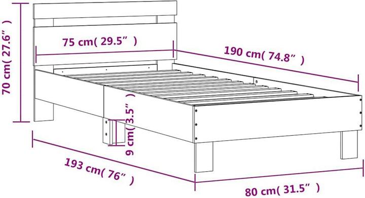 Image du produit vidaXL Bettgestell (75 x 190 cm)