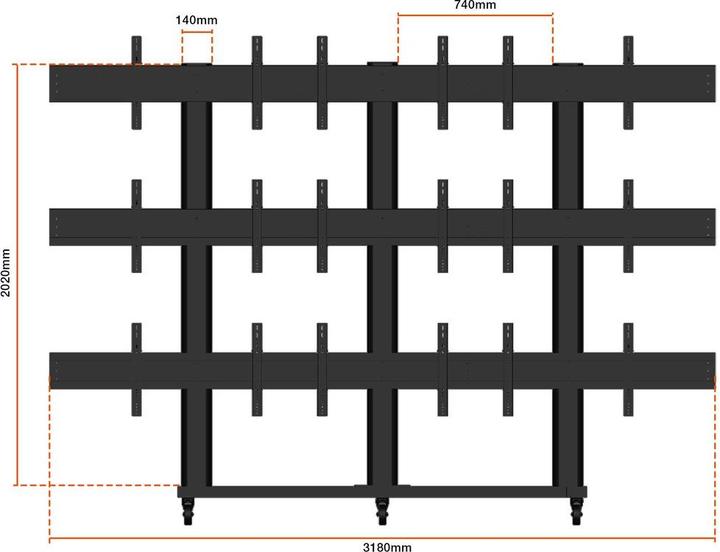 Image du produit Multibrackets M Public Video Wall Stand 9-écrans (40" - 55")