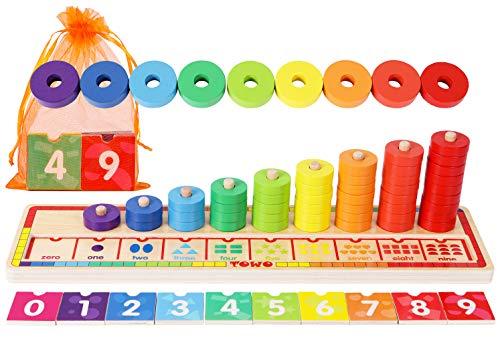 Actual product image Activity Board Wooden stacking rings - Learning to count - Counting game with 45 rings