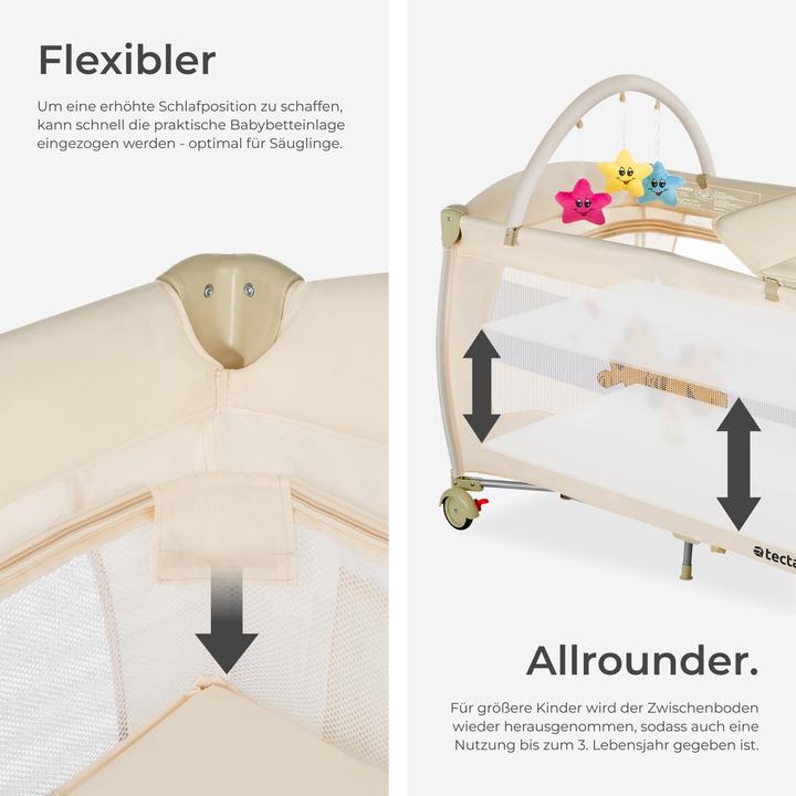 Produktbild tectake Kinderreisebett Hund mit Wickelauflage und Transporttasche (60 x 120 cm)