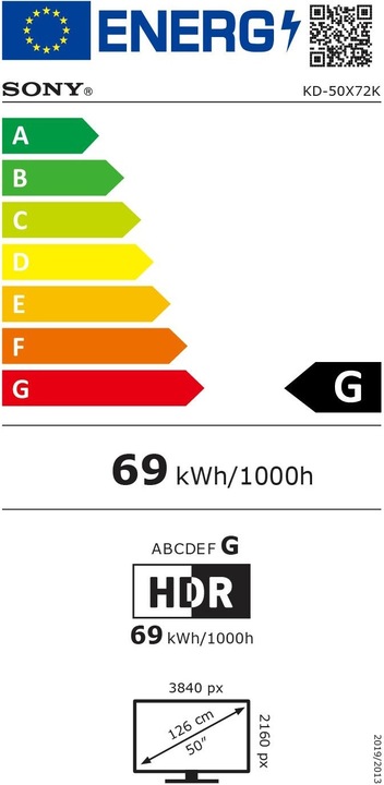 Etichetta energetica Sony KD-50X73K (50", LCD, 4K, 2022)