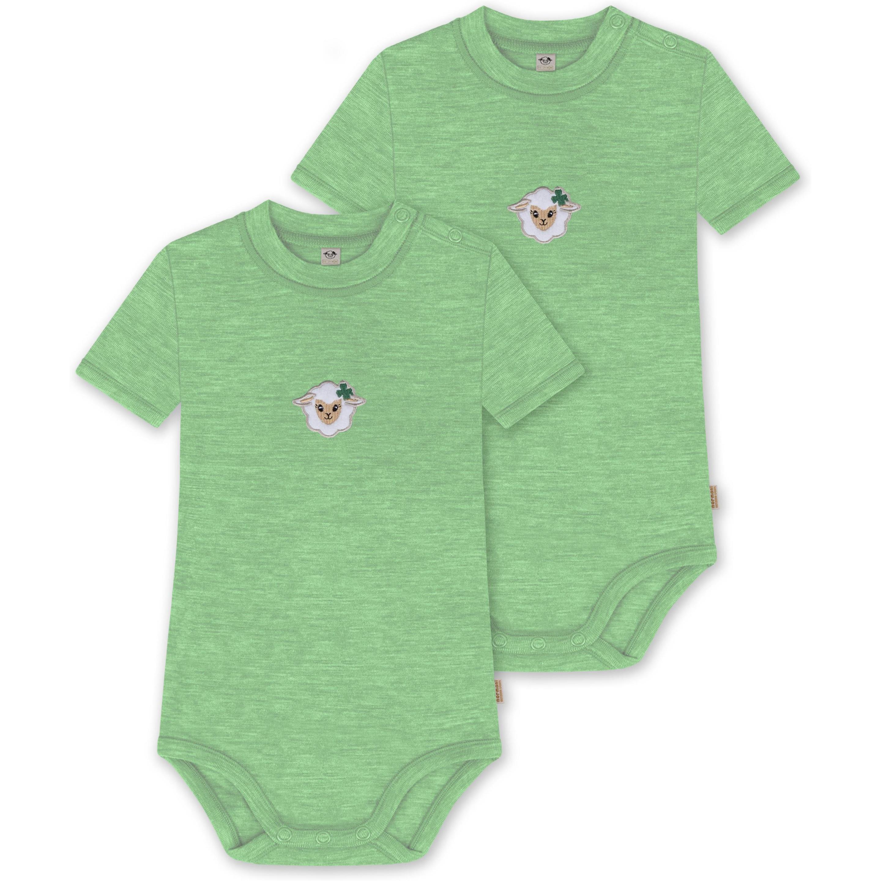 Normani, Herren, Body, 2er Set Baby Merino Kurzarmbody „Tihoi" - 9313, Grün, (74)