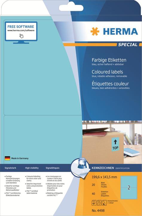 Actual product image HERMA Colour labels A4 removable