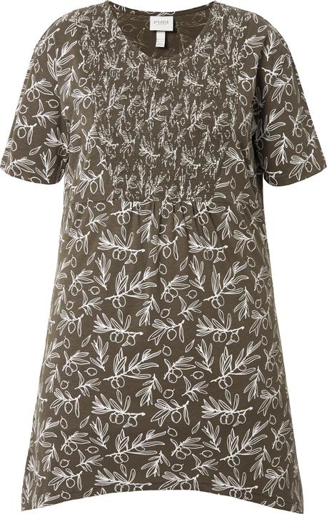 Image du produit Ulla Popken Long T-Shirt, Coupe A-Ligne, Encolure V, Manches Courtes, Coton Bio (42, 44)