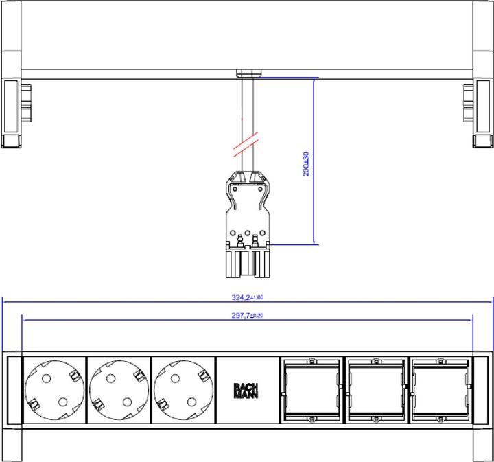 Actual product image Bachmann DESK 2 extension cord (3 x, CEE 7/3, 0.20 m)