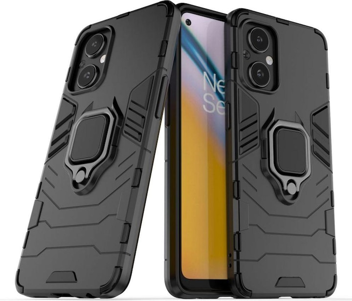 Actual product image Hurtel Ring Armor tough hybrid case cover + magnetic holder for OnePlus Nord N20 5G black (OnePlus North N20 5G)