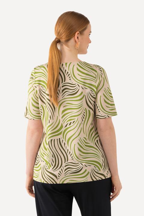 Produktbild Ulla Popken Slinkyshirt, Palmenblätter, Herzausschnitt, Halbarm (42, 44)