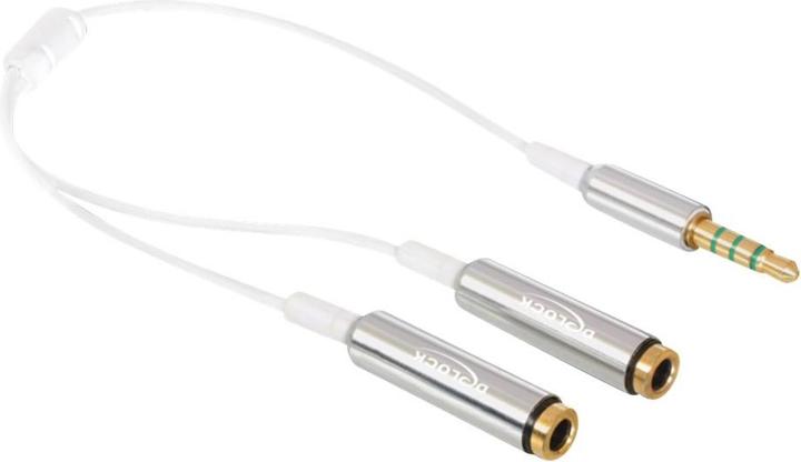 Actual product image Delock Audio splitter jack plug 3.5 mm 4 pin > 2 x jack socket 3.5 mm 4 pin (0.25 m, 3.5mm jack (AUX))