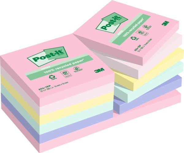 Post-it Recycled mix colors 76x76 100sh (12) (76 x 76 cm)