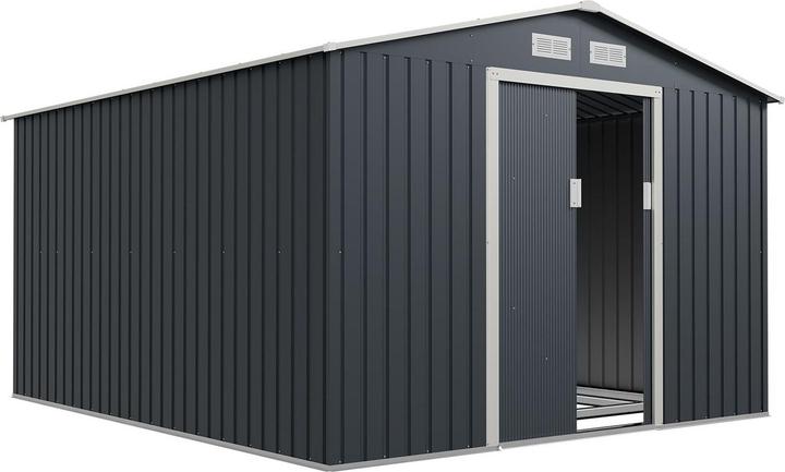 Actual product image Juskys Metal tool shed with pitched roof