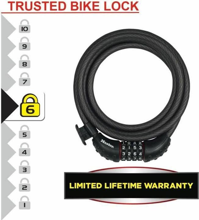 Actual product image Master Lock Quantum cable lock 10 mm x 1,800 mm key