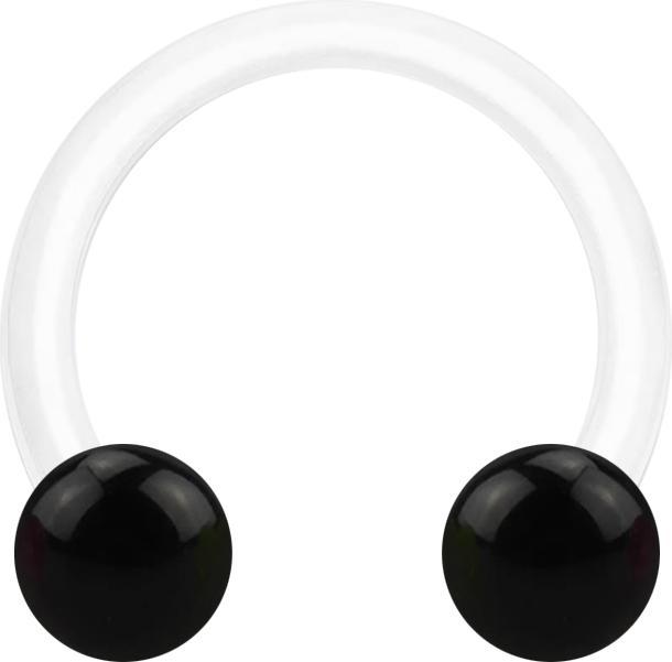 Produktbild Star Piercing Micro Circular Barbell weiss mit zwei Kugeln schwarz (ohne Messing, Kunststoff)