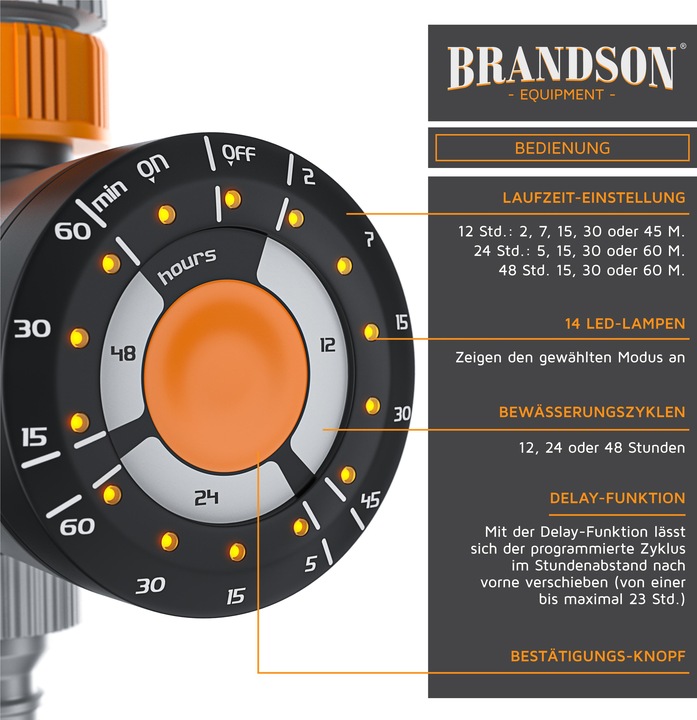 Immagine prodotto Brandson Controllo dell'irrigazione, computer elettrico per l'irrigazione, timer, adattatore da 1/2" e (Computer per l'irrigazione)