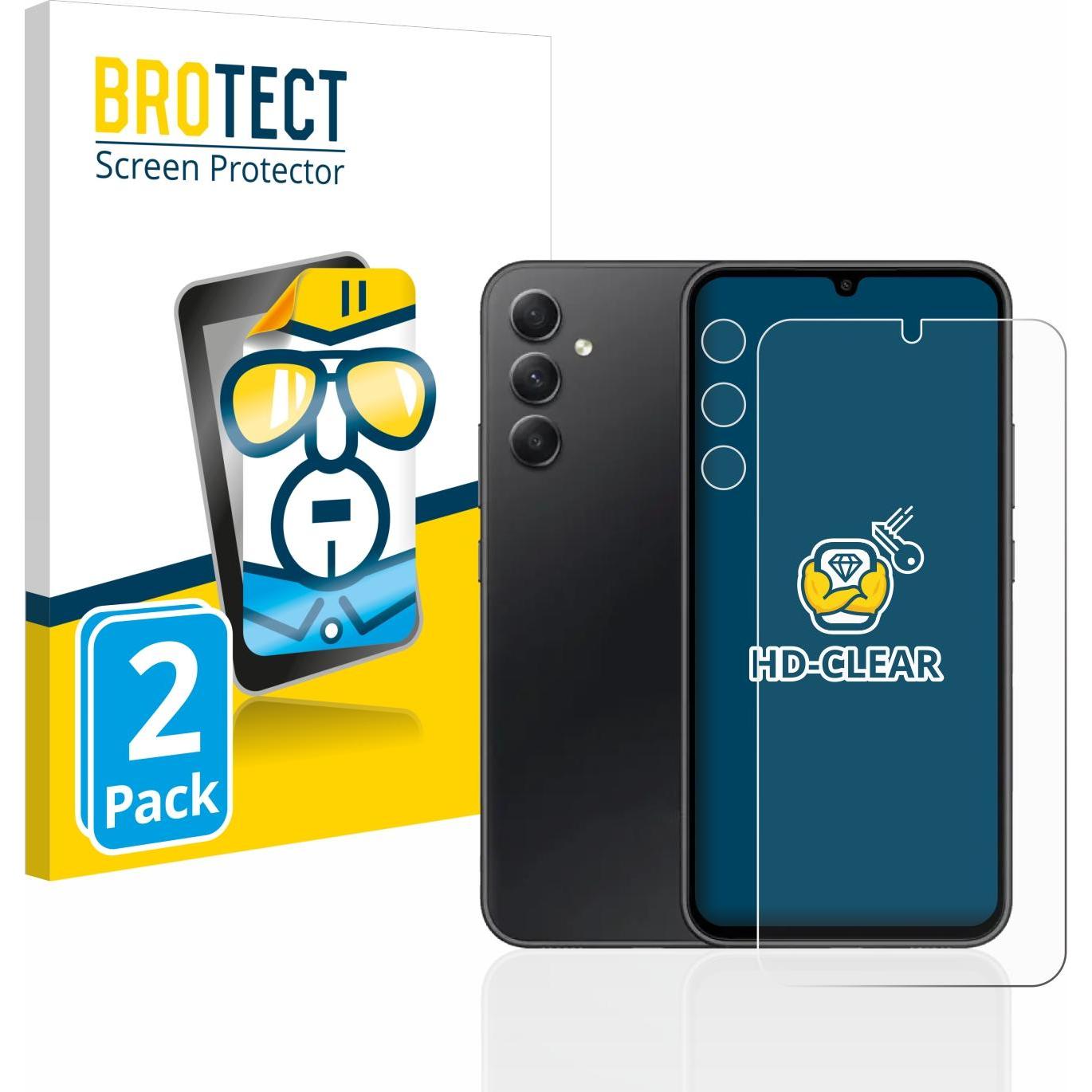 BROTECT Schutzfolie Displayschutz Klar (2 Stück, Samsung Galaxy A34 5G), Smartphone Schutzfolie, Transparent