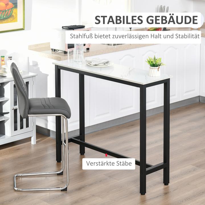 Produktbild Homcom Bartisch Spanplatte, Stahl Weiss+Schwarz (120 x 40 x 100 cm)