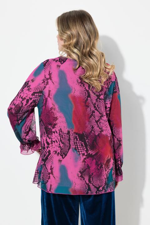 Image du produit Miamoda Bluse, Mesh mit Alloverdruck, weiter Langarm (50)