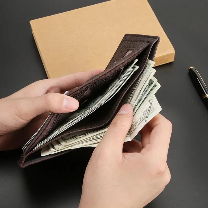 Actual product image Only-Bags.Store Kurze vertikale Krokodilkopfmappe, mit Öl und Wachs gepresst, Vintage-Leder-Clutch, einfarbiges