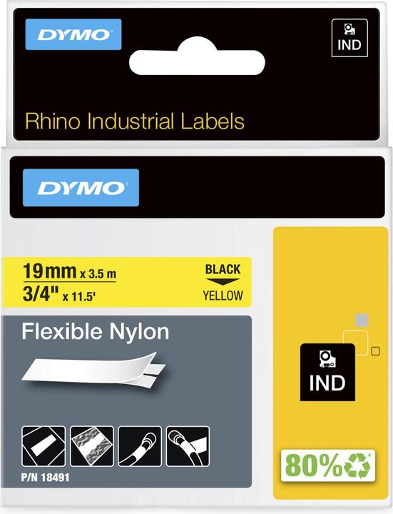 Produktbild Dymo Schriftband (18491) Black Yellow (S0718090) (1.90 cm, Gelb, Schwarz)