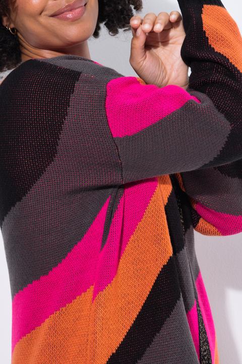 Image du produit Angel of Style Cardigan long en maille fine, motif multicolore, coupe ouverte (58)