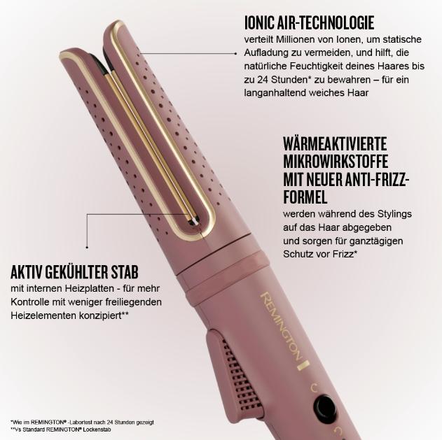 Actual product image Remington Ionic rotating curling iron with ceramic coating, digital temperature control, automatic shut-off