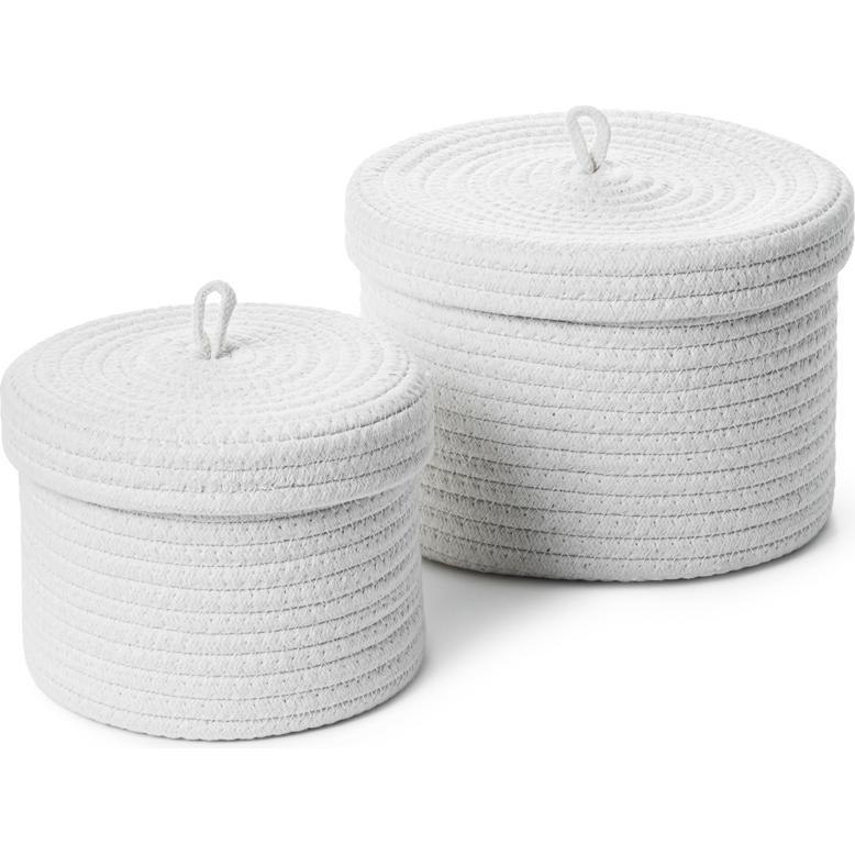 Olsen Home, Aufbewahrungskorb, Basket With Lid - 14x19 cm and 16x23 cm, Beige - 2 pcs (2 x)