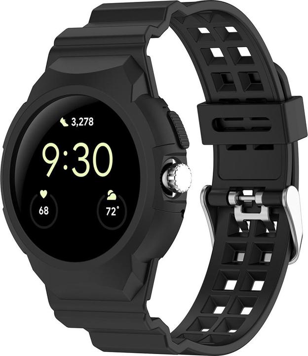 Techsuit - Watchband (W065) - Google Pixel Watch / Watch 2 / Watch 3 41mm - Black (Silikon)