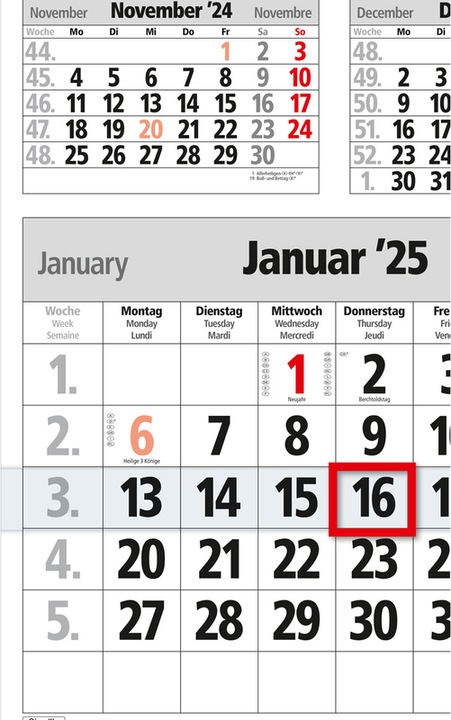 Actual product image Bühner 5-month calendar ms. M5TF 30x59cm, 2021 (Special, Soft cover, German)