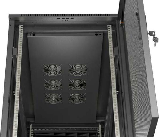 Actual product image Lanberg 19" 22U 600x1200 Vertical rack cabinet with perforated door, black (10.86 RU, 19 inch rack)