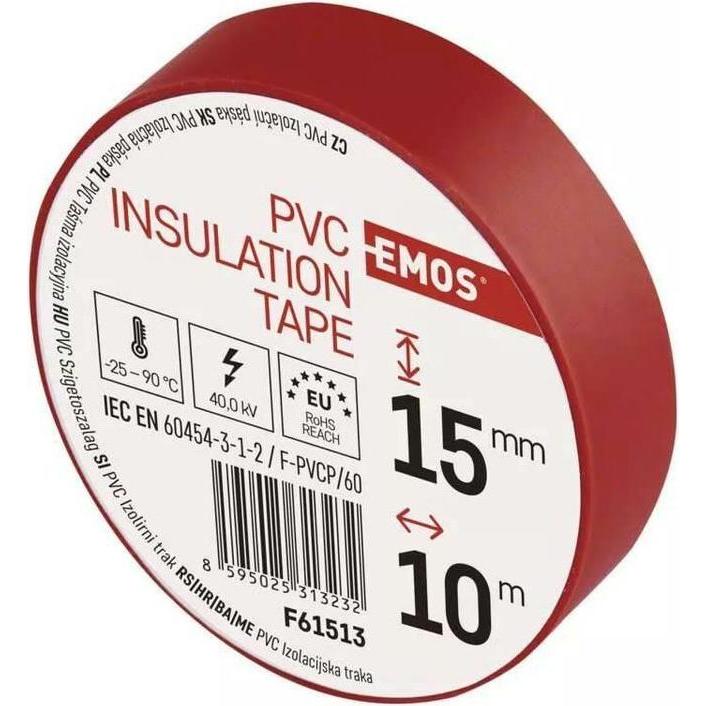 PremiumCord, Nastro adesivo, Emos Nastro isolante PVC 15/10 rosso (15 mm)